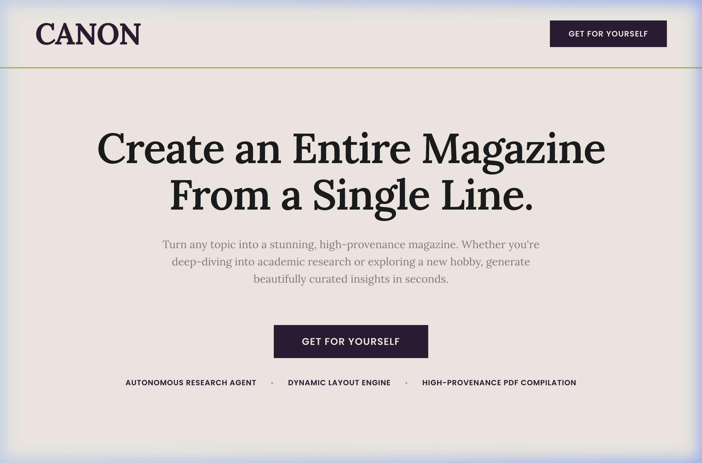 Canon AI Magazine Generator Preview
